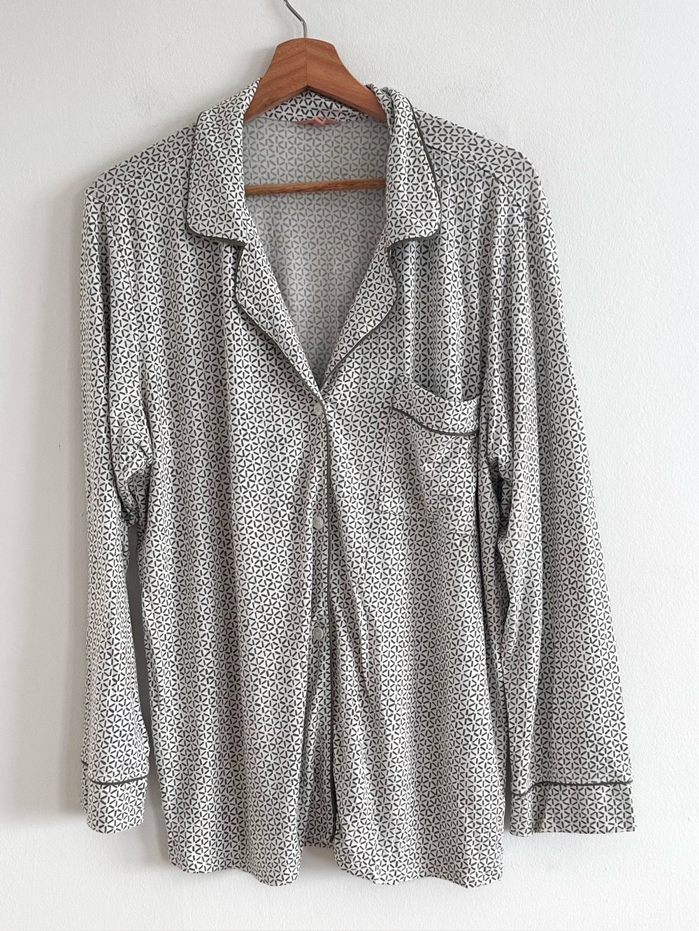 Eberjey super soft tencel modal green geo sphere Long Sleeve Pajama top medium
